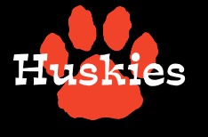 Small Logos:  Huskies w/paw - Orange/White