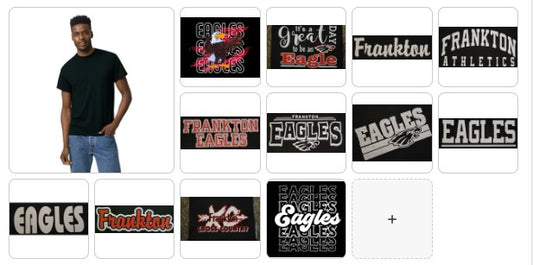 Frankton Eagles - Adult Black T-shirt Options