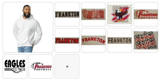 Frankton Eagles Adult White Hoodie Options