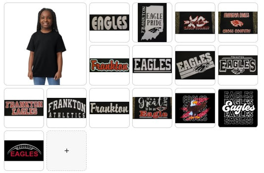 Frankton Eagles YOUTH Black T-Shirt Options