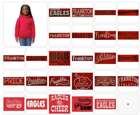 Frankton Eagles YOUTH Red Hoodie Options