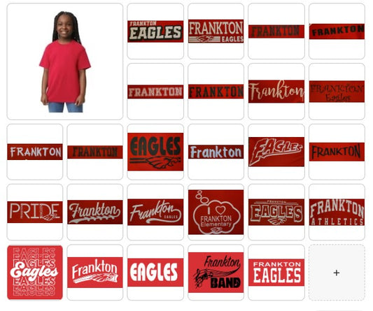 Frankton Eagles YOUTH Red T-Shirt Options